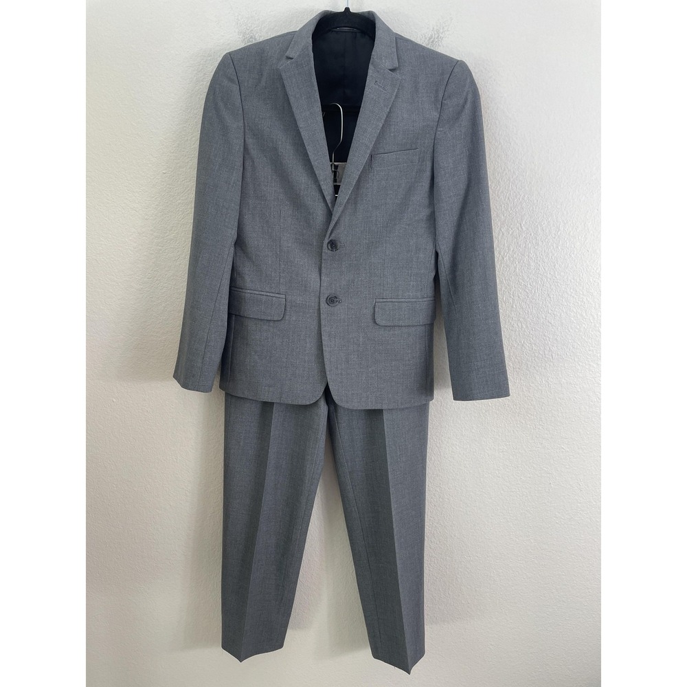 Calvin Klein Pant Suit Boys 12 Gray 2 Piece Lined Stretch Jacket Pants